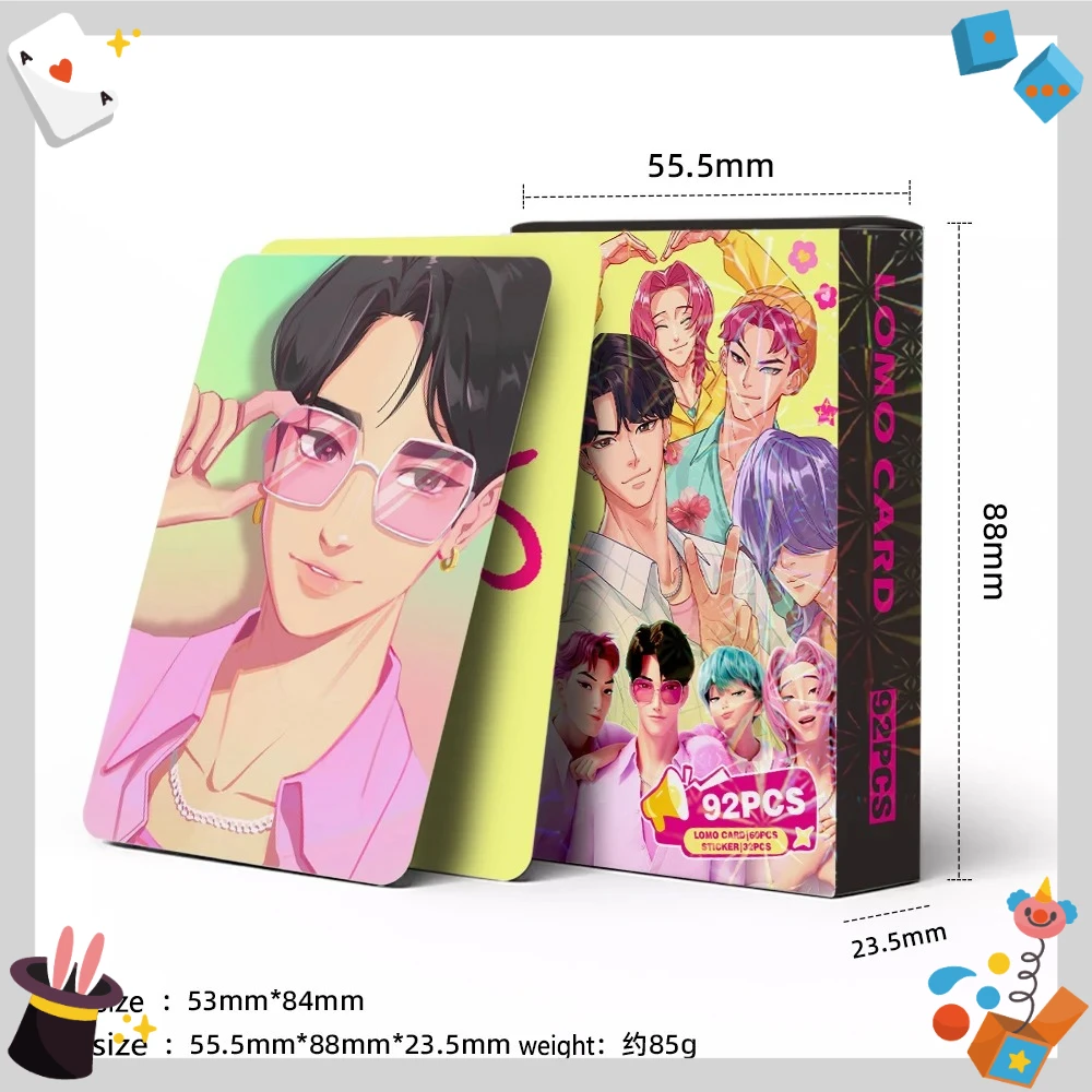 92–96 قطعة مجموعة بطاقات وملصقات Fantasy Idol Hunter، مجموعة بطاقات الصور الفوتوغرافية أنيمي لمحبي K-Pop، هدية LOMO للأولاد والبنات #6