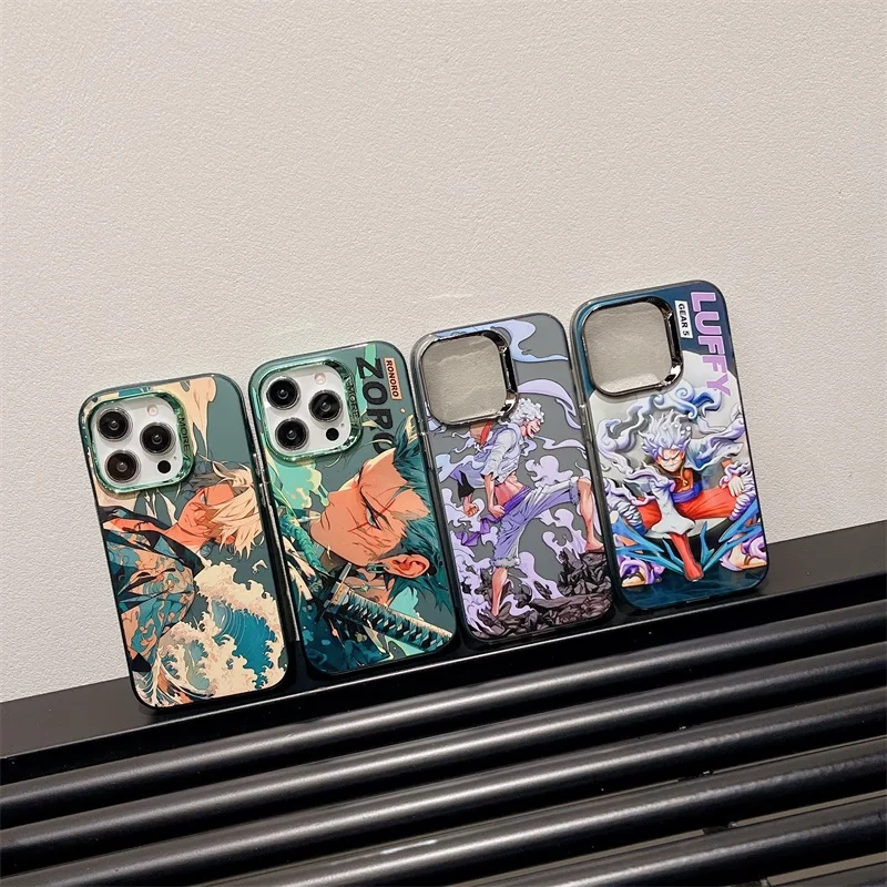 Luxury O-One Piece Luffys Phone Case For iPhone 15 14 13 12 11 Pro Max Cute Creative Zoro Shanks Nami ACE Bumper Back Cover Capa