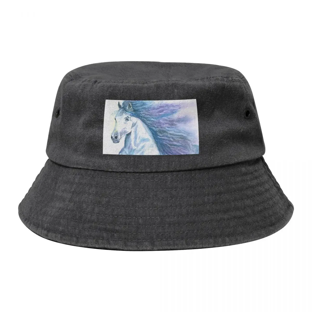 

Mystery Horse with blue and purple mane Bucket Hat Beach Bag Trucker Cap Cosplay Women Hats Men's
