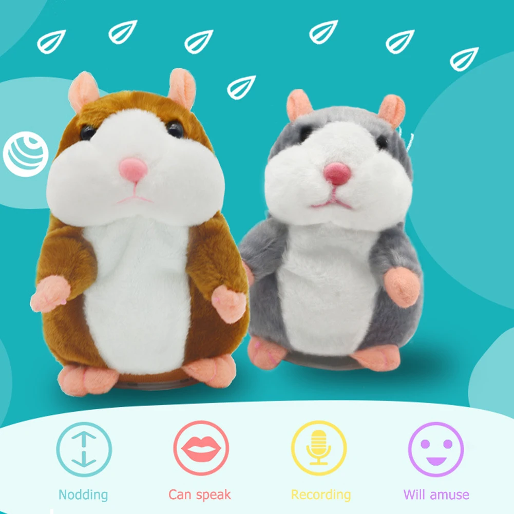 15cm Cute Walking Talking Hamster Plush Animal Doll Funny Sound Record Repeat Voice Changing Educational Toy Pets