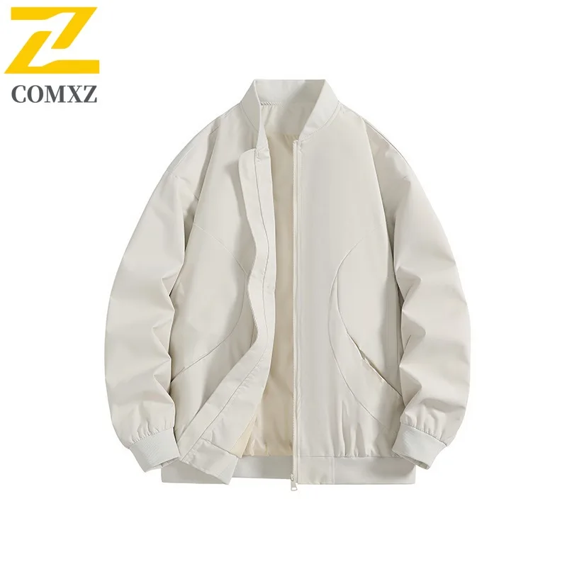 

Однотонная куртка с воротником-стойкой, мужская негабаритная спортивная одежда на открытом воздухе, повседневная одежда, легкое дышащее модное пальто в японском стиле