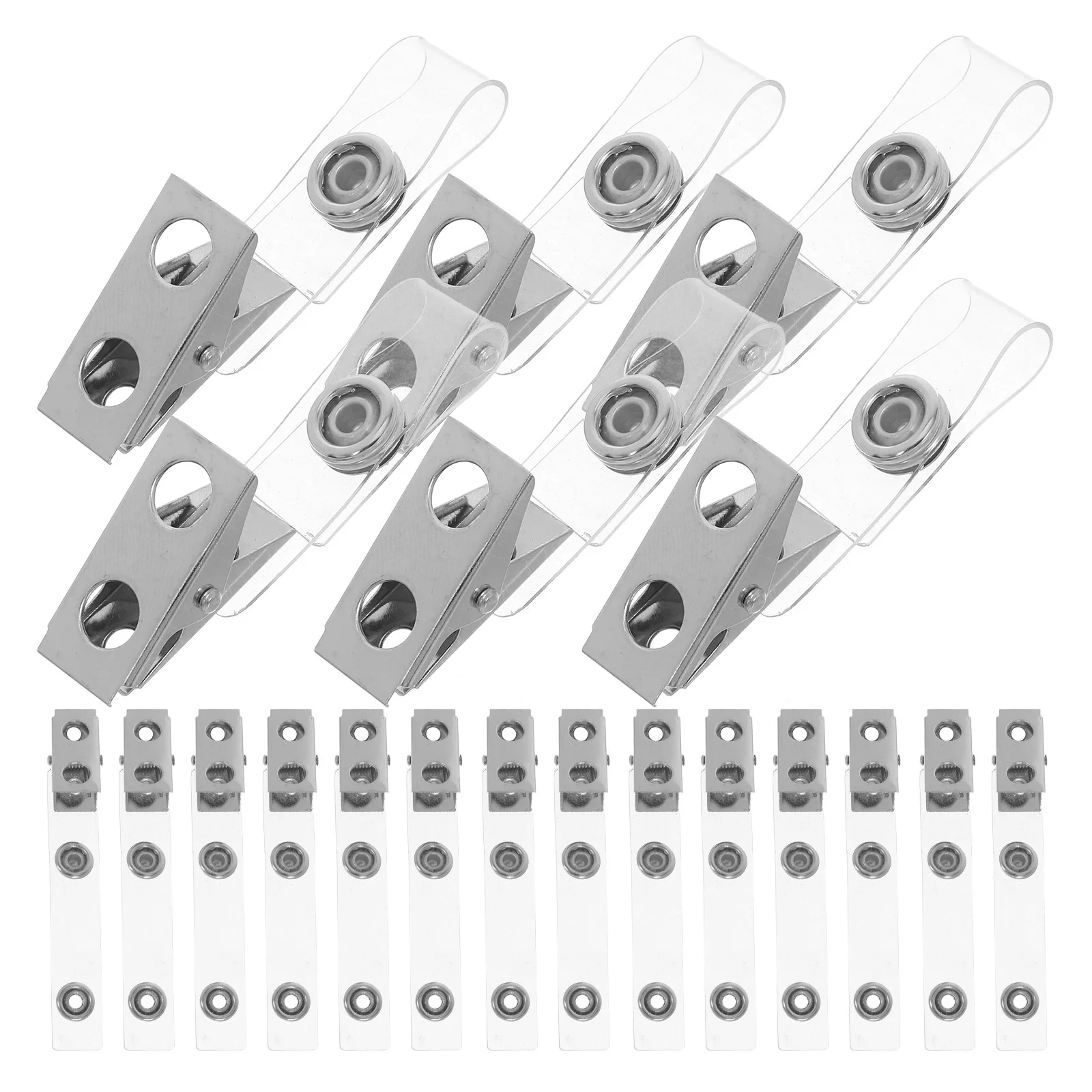 

50Pcs Name Badge Holder Clips with Clear PVC Strap and Metal Belt Clip for Id Cards Work Badges Employee Identification