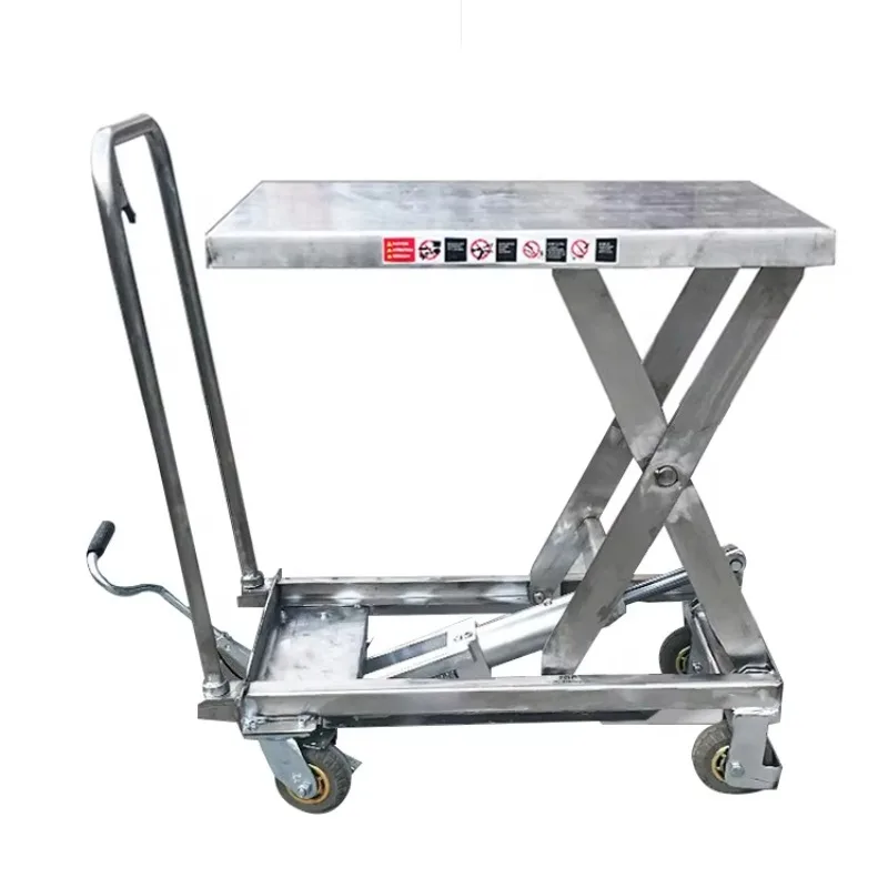 

【Best-selling】Mobile Manual Hydraulic Lift Car Scissor-type Lifting Platform Stainless Steel Lifting Platform Small Unloading Pl
