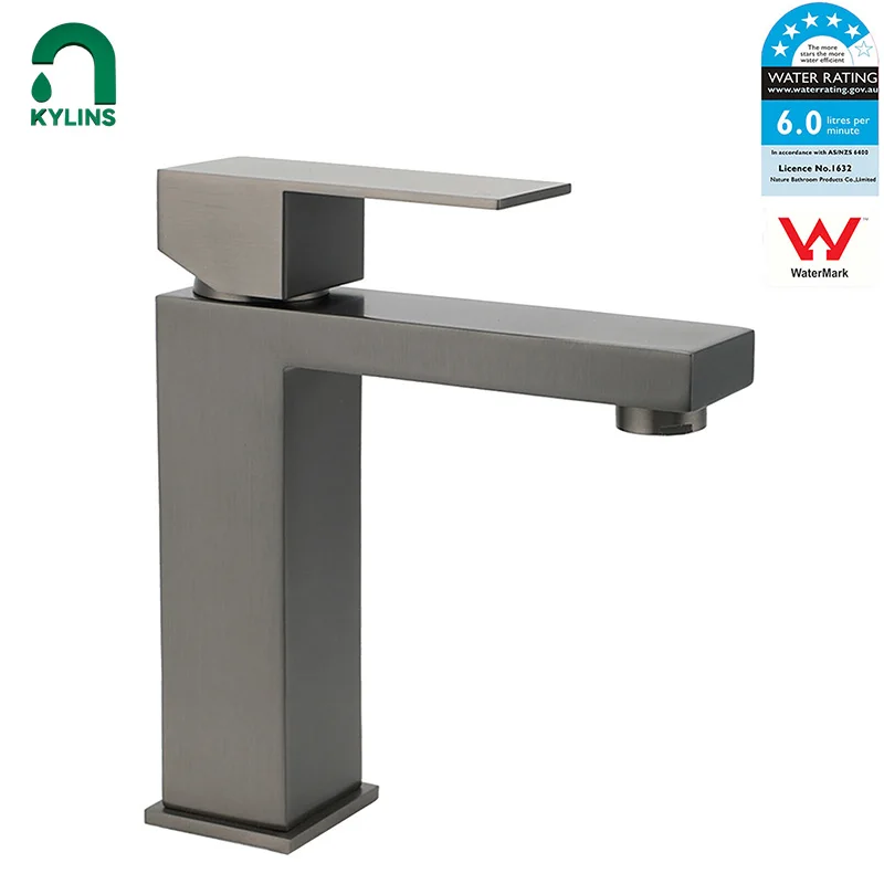 KYLINS Square Faucet for Bathroom Faucet With Detector Bathroom Furniture Washbasin Mixer Bathrooms Showers Bathrooms Gun Gray