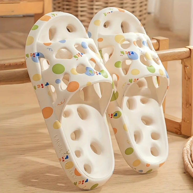 Men women Printed Drainage Slippers EVA Summer Sandals Hollow Sole Quick Dry Anti Slip Casual Beach Pool Shower Outdoor Shoes