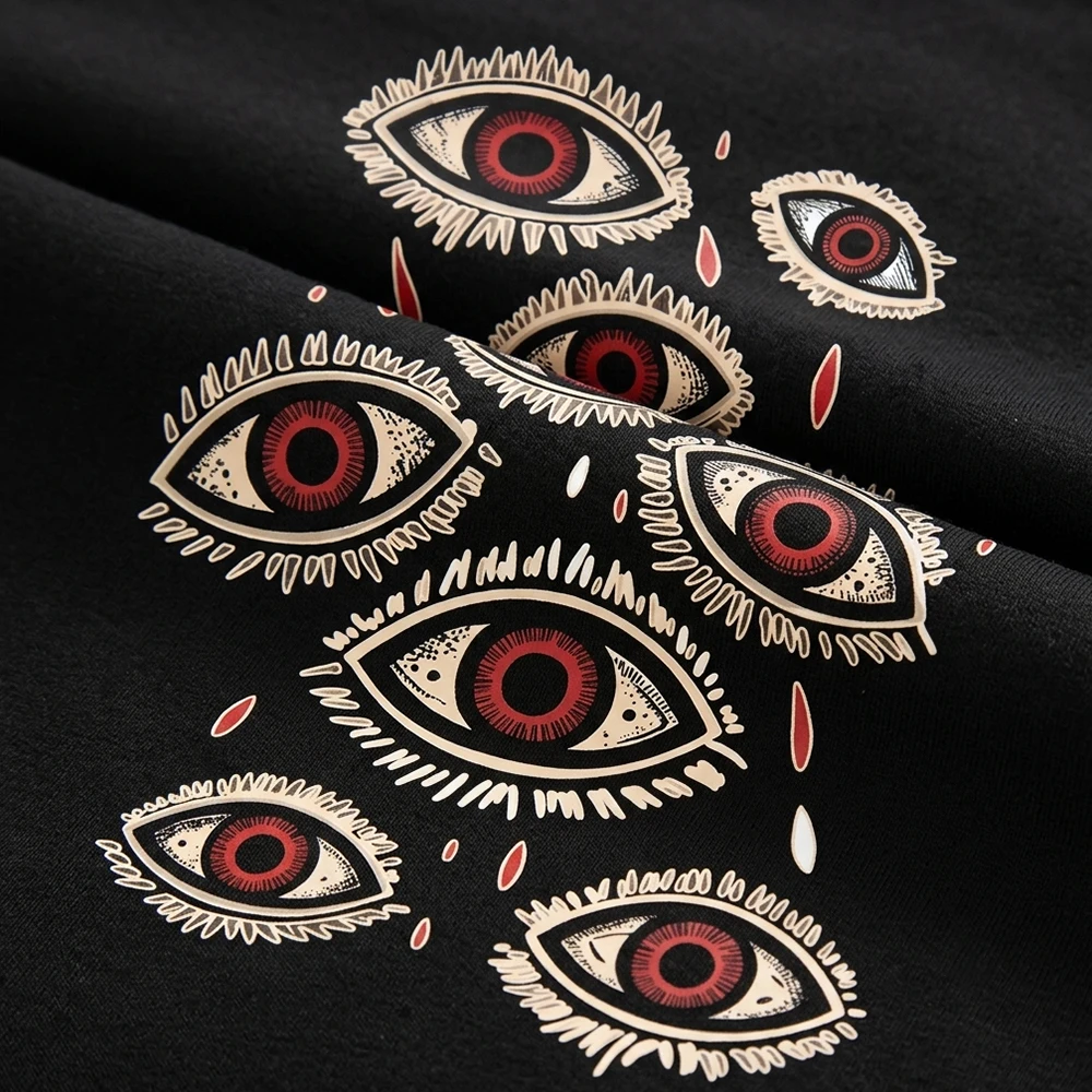 1PCS Iron Sticker for Clothing Red Eyes T-shirt Patch DIY Hoodie Jacket DTF Waterproof Heat Transfer Fashion