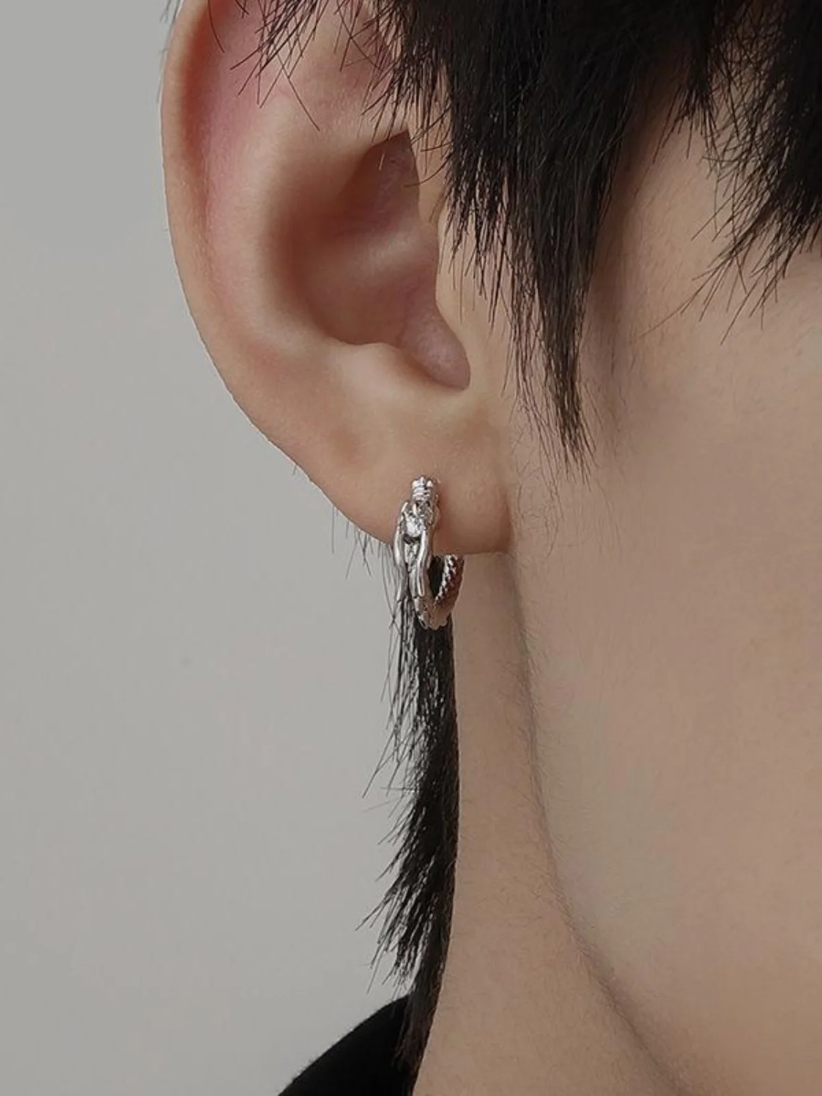 New Chinese Style Silver Earrings Men's Dragon Ear Studs Women's Fashion Jewelry  out Handmade Unisex Post Earrings