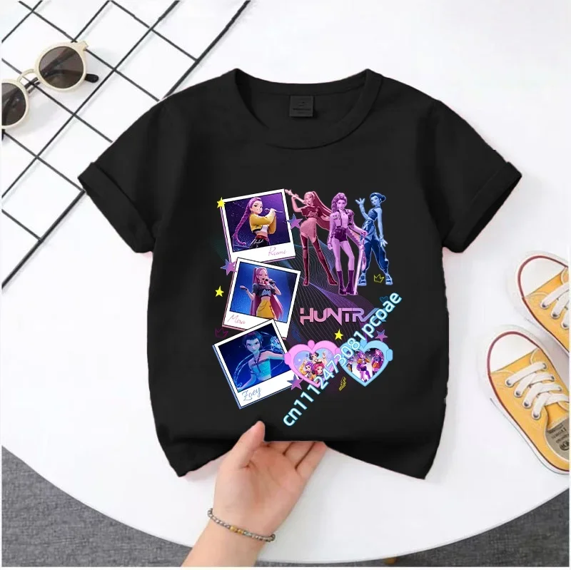 Kpop Demon Hunters Children's T Shirt Short Sleeve Saja Boys Kdis T-shirt Cute Kpop Demon Hunters Harajuku Tshirt for Boys Girls