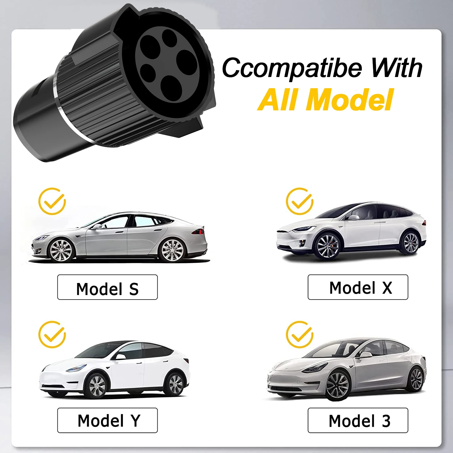 SAE J1772 to Tesla Model 3 Y X S Charger Adapter 80AMP /250V AC Electric Vehicle Charging Gun Connector EVSE Conversion Socket