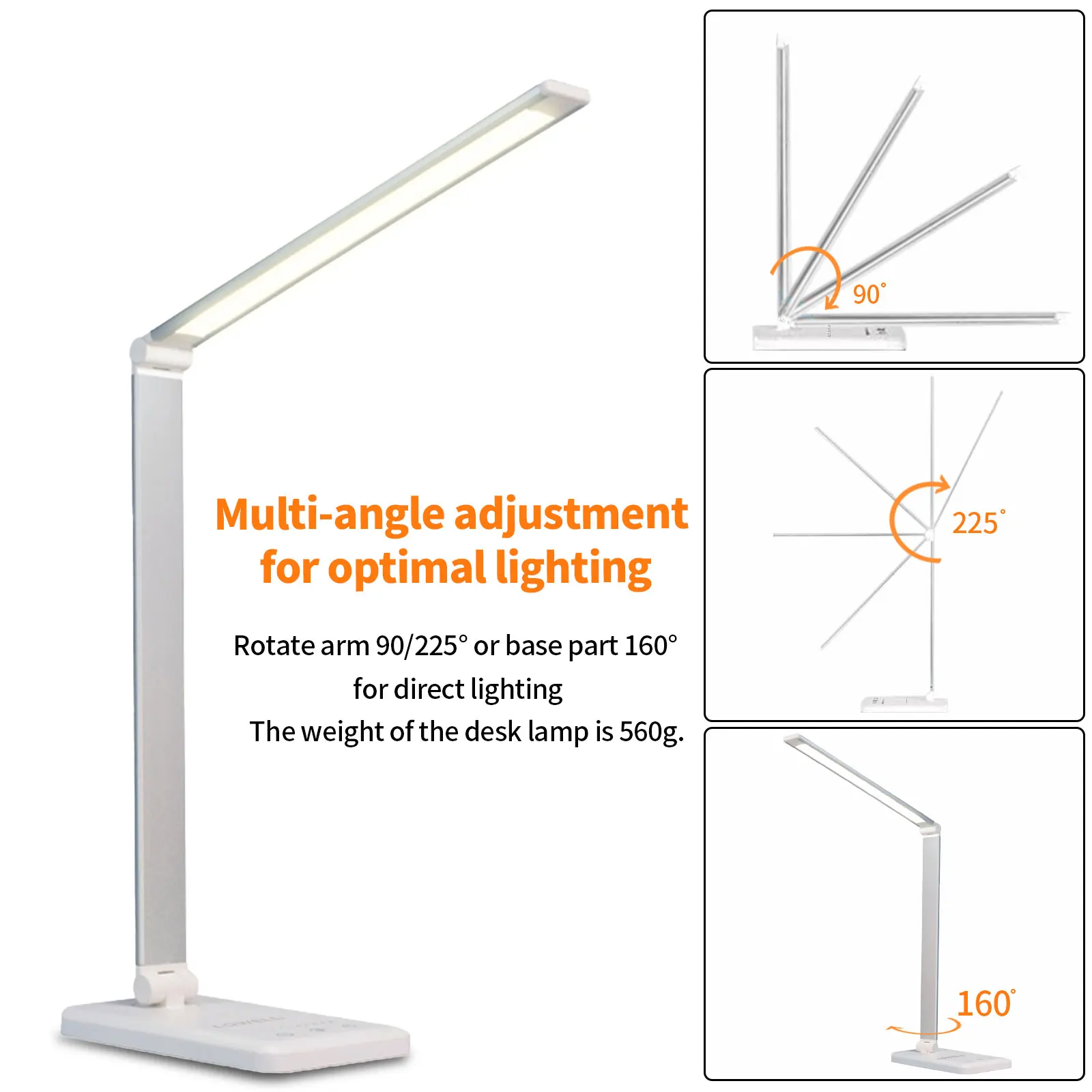 Imagem -04 - Lqwell-led Desk Lamp com Carregamento Usb Eye-friendly Abajur Material Metálico Regulável Cores e 10 Níveis de Brilho