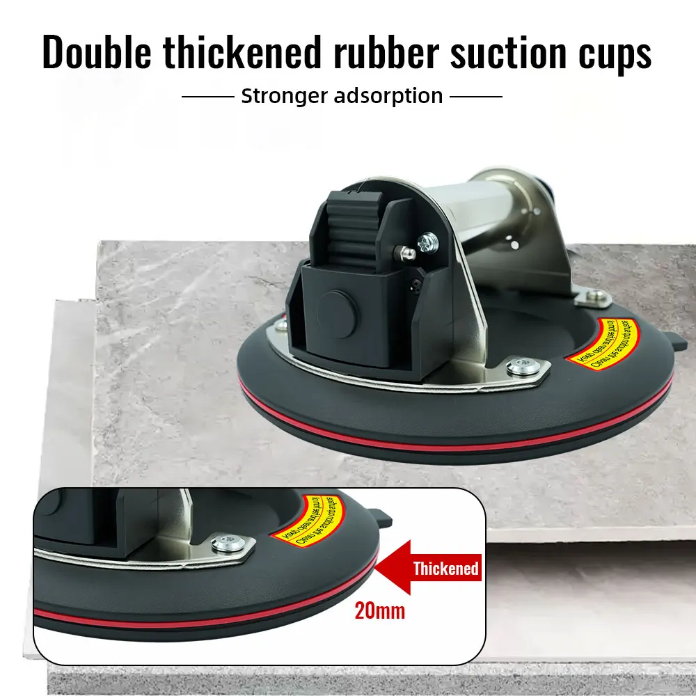 アップグレード真空吸盤、250kgの持ち上げ能力、タイル・ガラス・床の持ち上げツール用ステンレス鋼製ハンドル付き