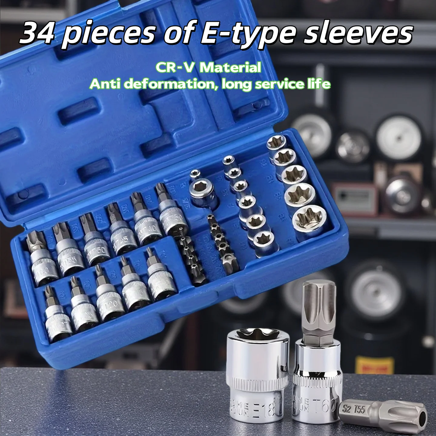 High-quality 34Pcs Torx Star Sockets & Bit Set Male / Female E-Security Bits Drive Handheld Tool Torque Star Socket