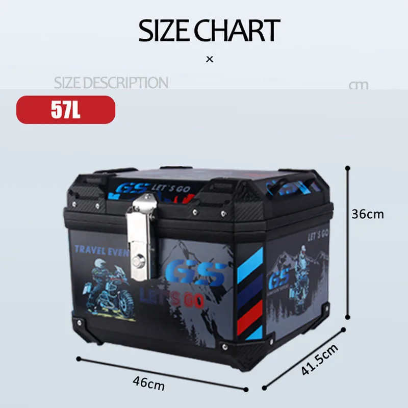 Caja trasera Universal para motocicleta, herramienta de equipaje trasero de gran capacidad, 57L, para R1200GS, R1250GS, F800GS, F850GS, G310gs,