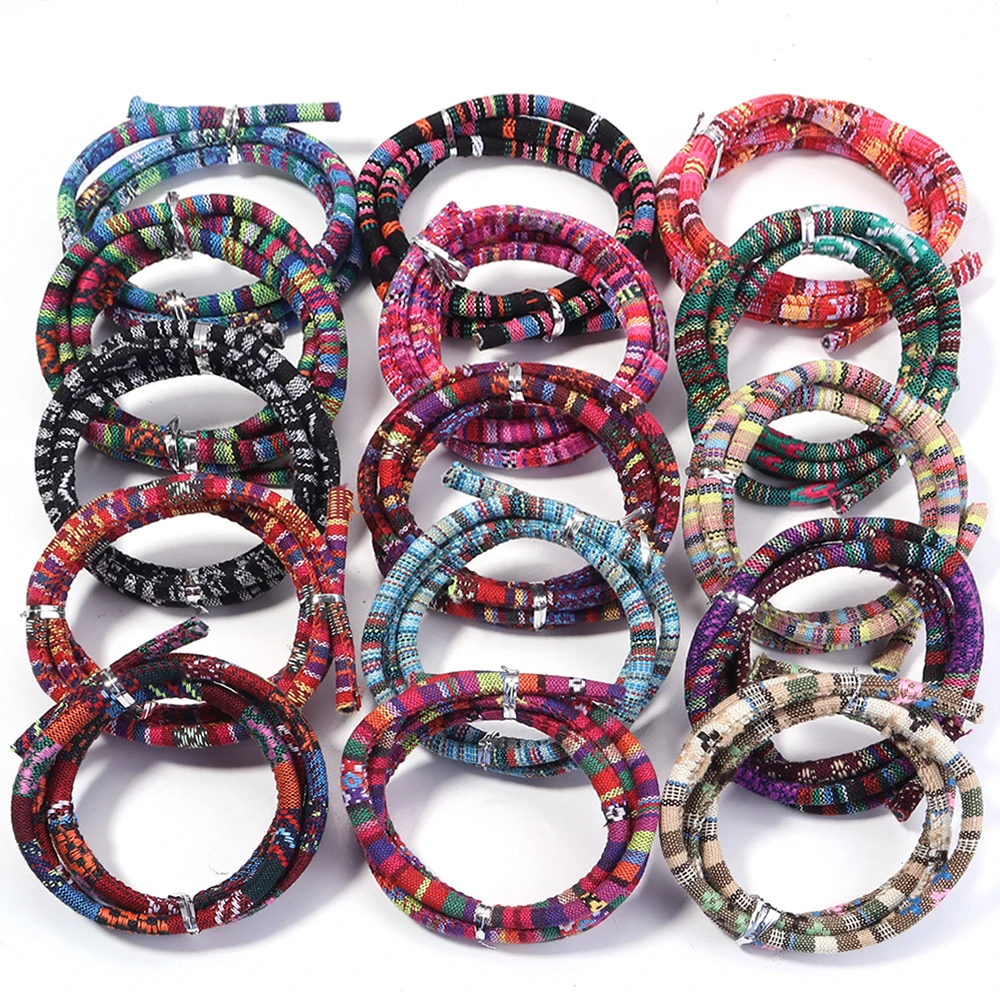 1 Meter/5 Yards 6mm Runde Baumwollschnur Buntes Seil im Ethno-Stil für DIY Heimtextilien, Näharbeiten, Armbänder, Schmuckherstellung und Zubehör – Detail 4