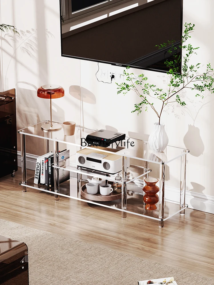 Acrylic Simple TV Cabinet Household Bedroom Floor Storage Rack Tea Table Transparent Suspension Storage Rack