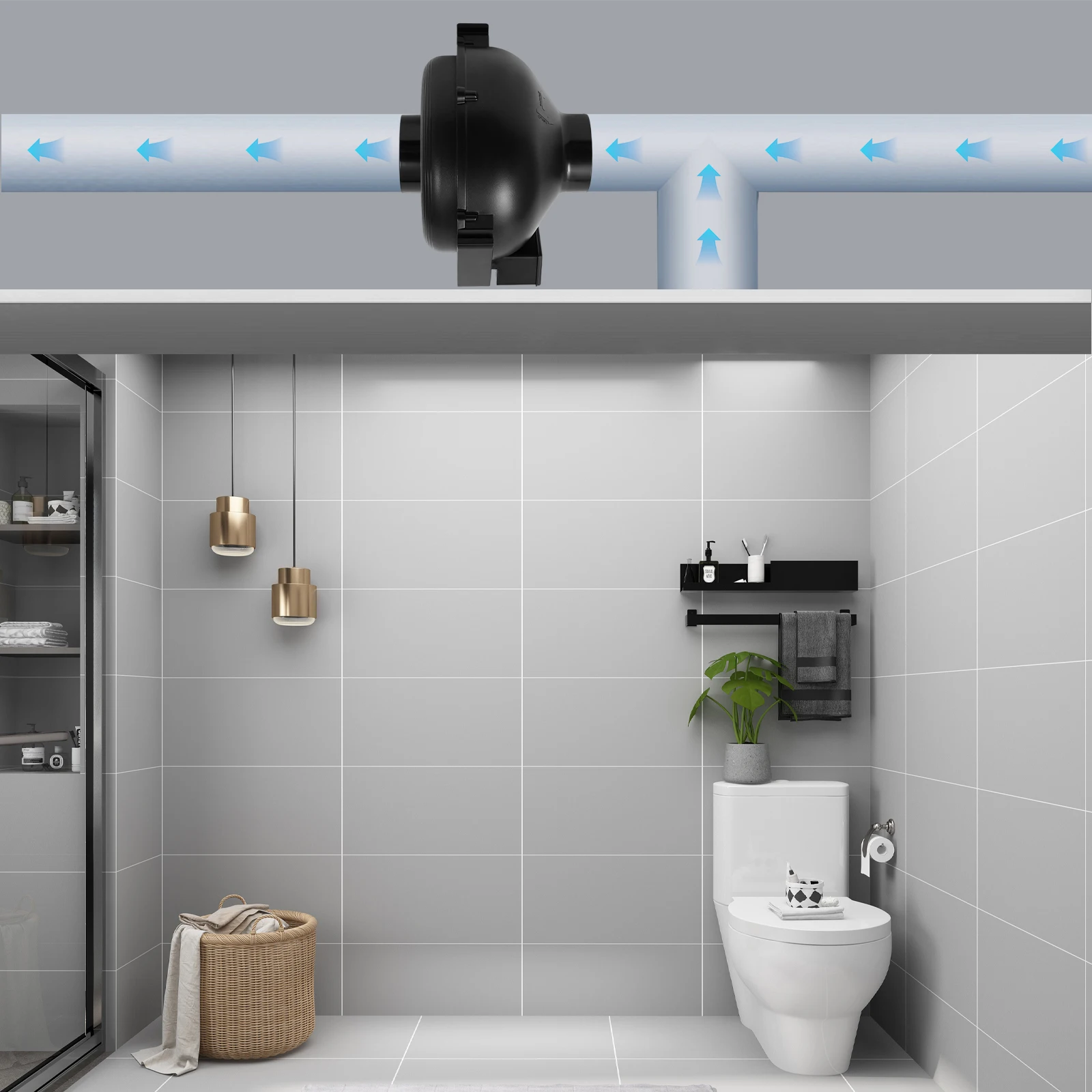 4인치 환풍기 75W 원심 환풍기 저소음 다양한 환기 용도에 적합