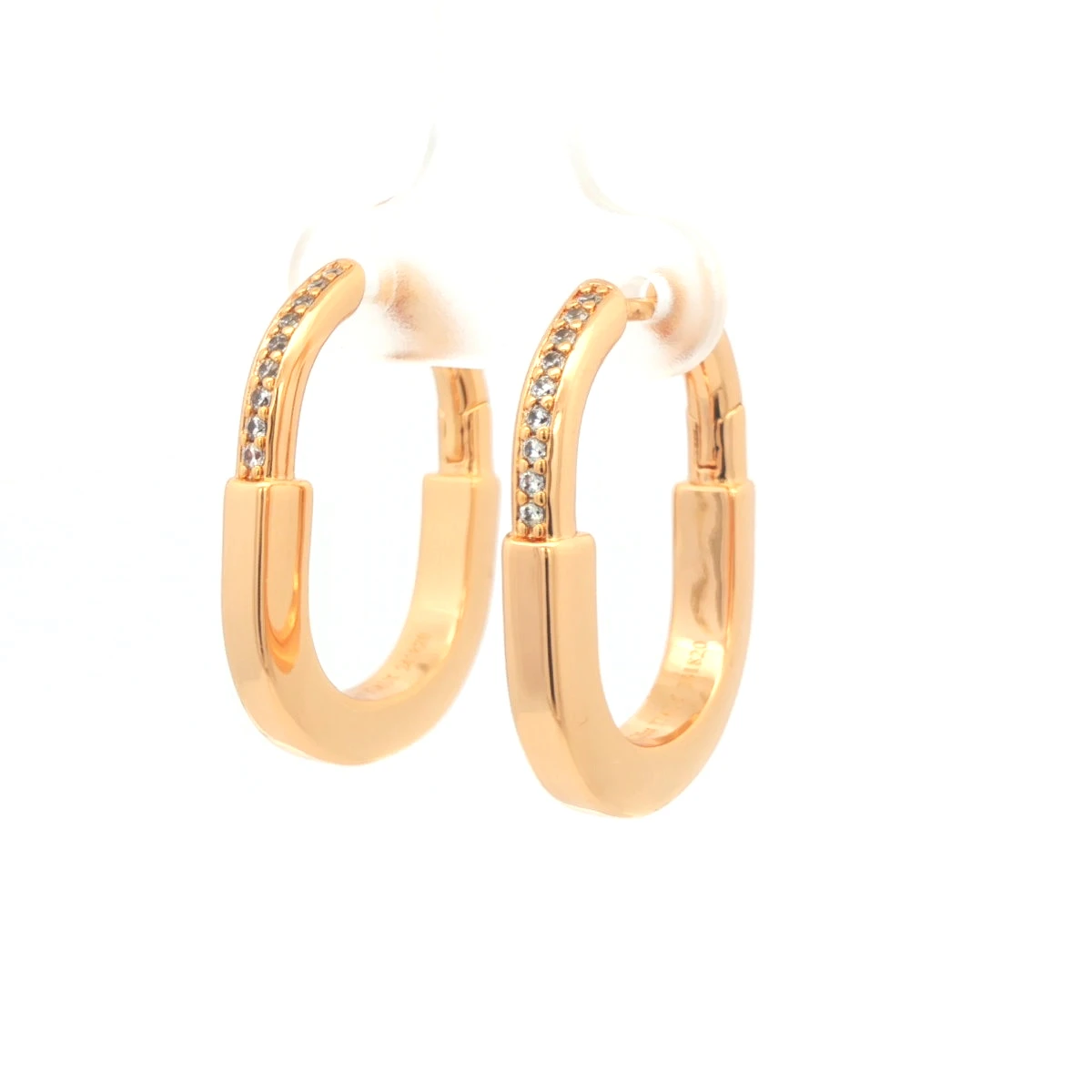 

T-lock earrings, same style as high-version designers, fashionable gold-plated zircon earrings