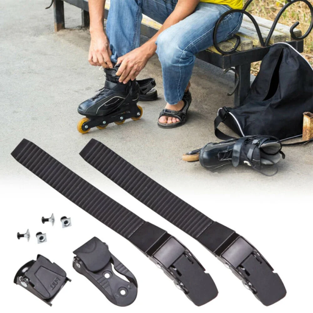 Black Roller skate strap Skating shoe Belt Clamp Screws Energy Strap Inline roller buckle Nuts Repair Durable.