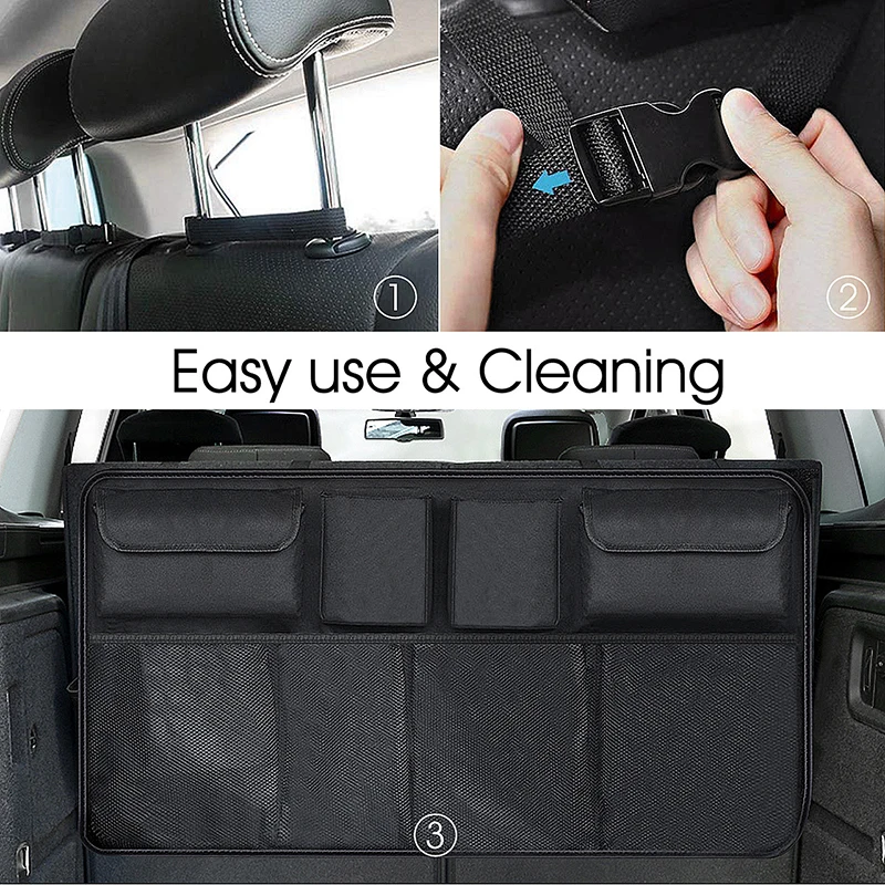 Car Trunk Organizer Adjustable Backseat Storage Bag Net High Capacity Multi-use Oxford Automobile Seat Back Organizers Universal