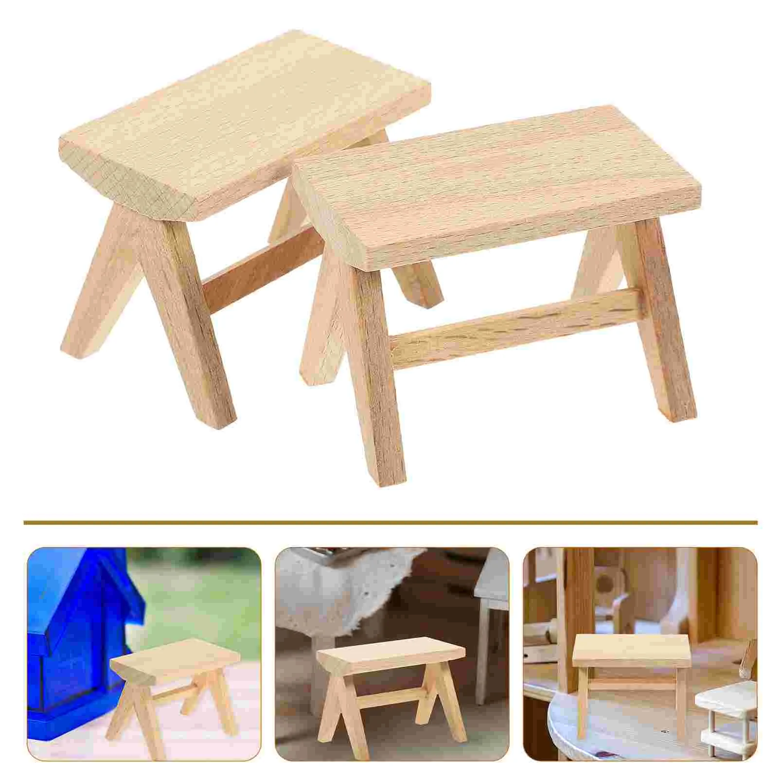 Ensembles de jeux de meubles de maison, mini banc, modèle de table et de chaise, ornements, tabouret de salle de jouets