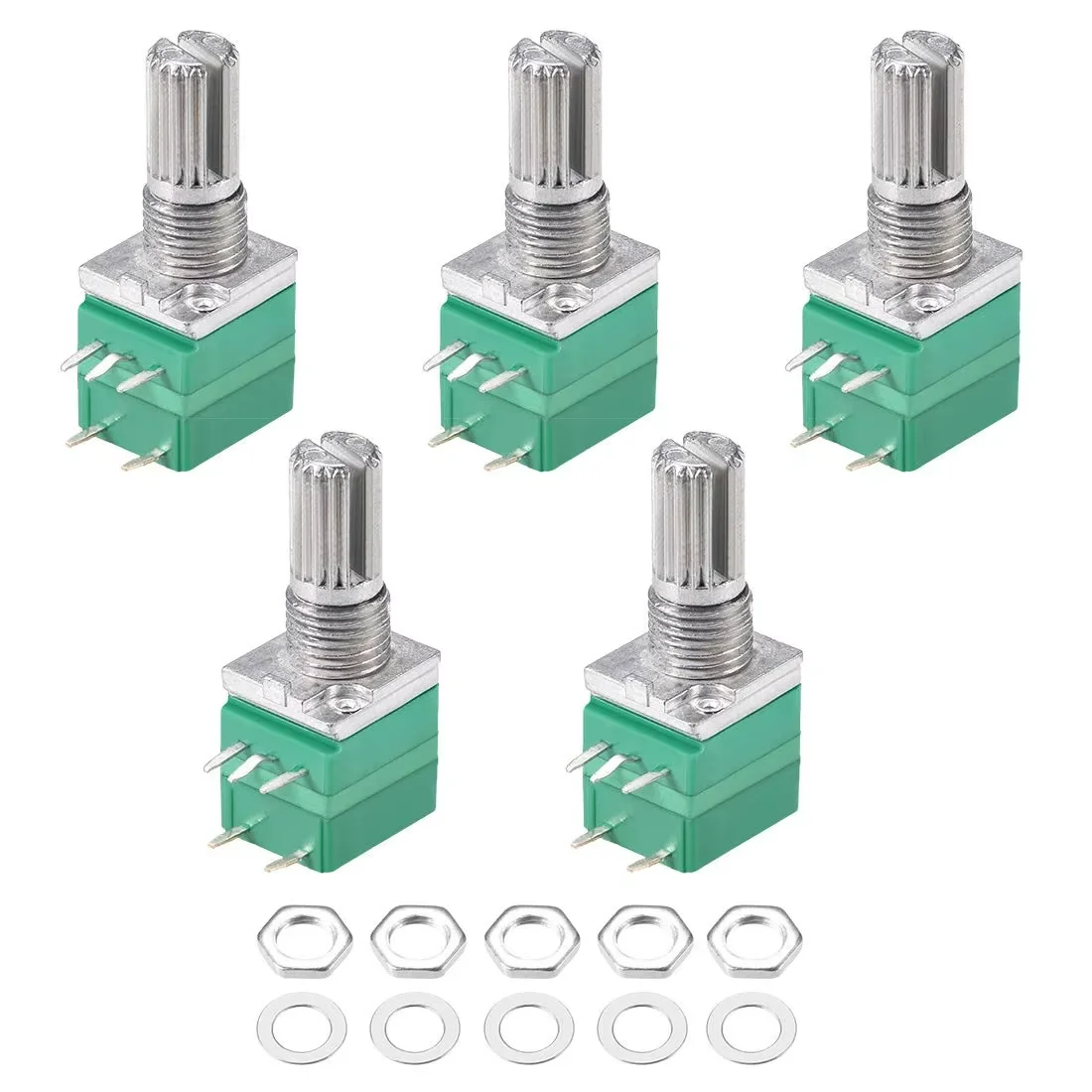 10PCS RV097N 5-Pin Rotary Potentiometer High Precision Adjustable Resistor for Audio And Electronics Control 1K 5K 10K 20K 50K