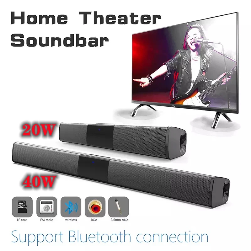 Portable 40W Bocinas Bluetooth Column High Power Speaker TV SoundBar for Computer Music Center Boom Box With TF AUX USB Radio