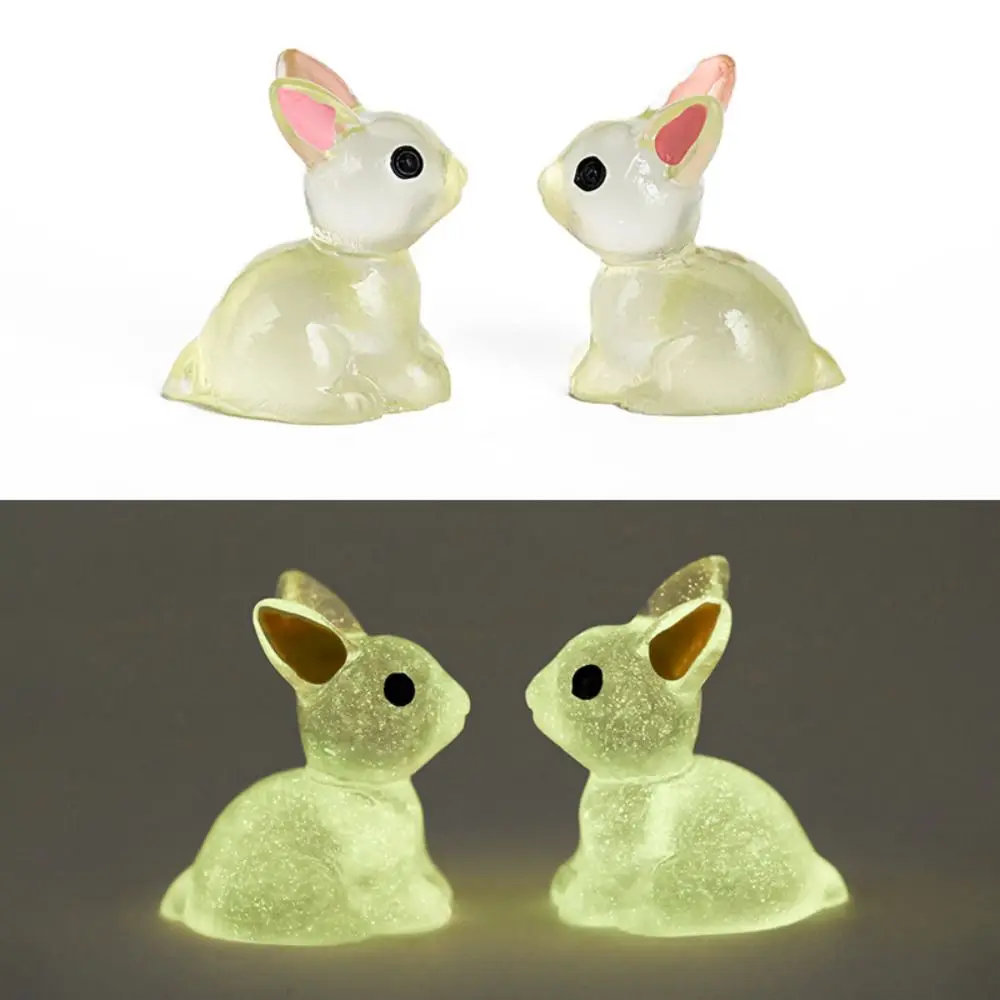 Luminous Rabbit Decoration Microlandscape Gardening Crafts Mini Bunnies Ornaments Home Decoration Cute Miniature Figurines ﻿