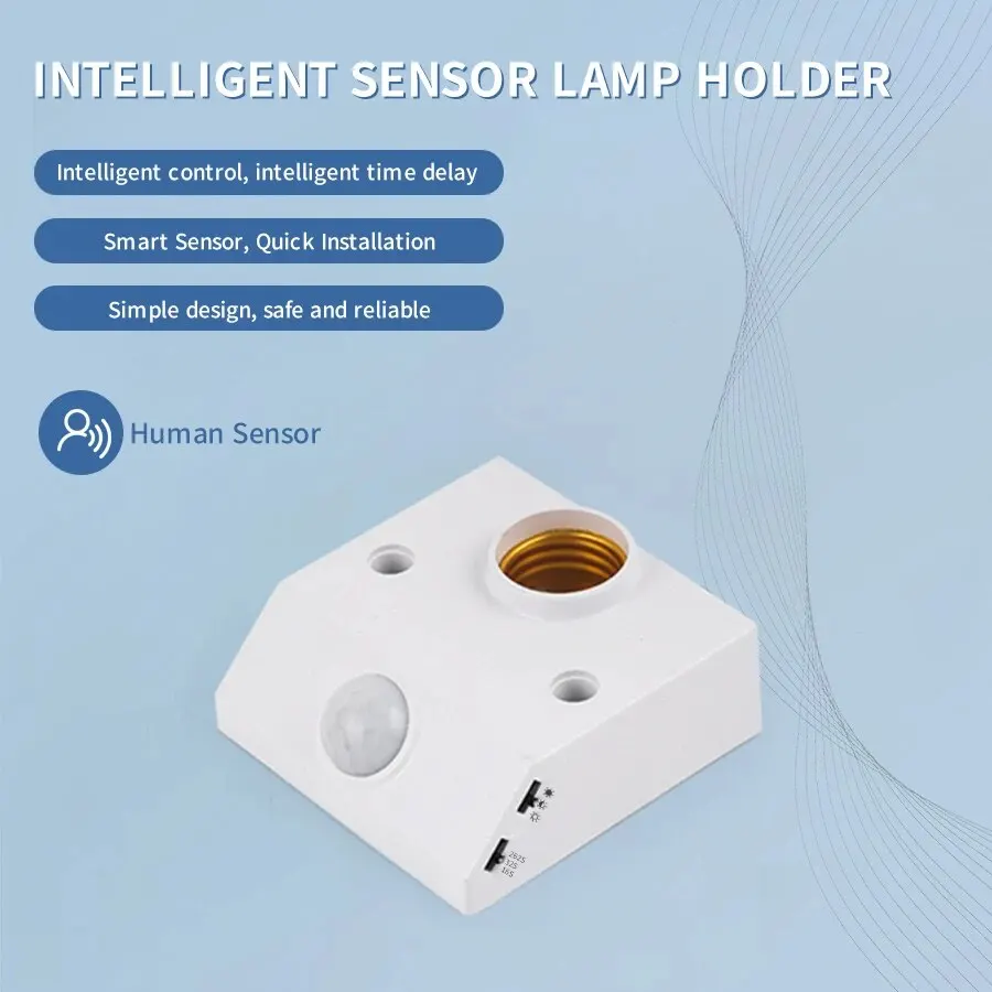 AC85-265V E27 Smart Lamp Base Socket Adjustable PIR Human Body Induction Switch Auto LED Light Bulb Lamp Holder Screw Socket