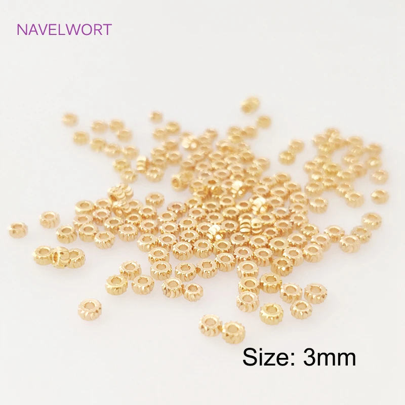 Cuentas espaciadoras de rayas chapadas en oro de 18K, abalorios para la fabricación de joyas DIY, accesorios de cuentas hechas a mano, 2/3/4/5mm