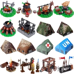 Military Building Blocks Solider Figures Gifts Weapons Tent Bonfire Field Tent Roast Chicken Siege Vehicle Camp Facilities Toys