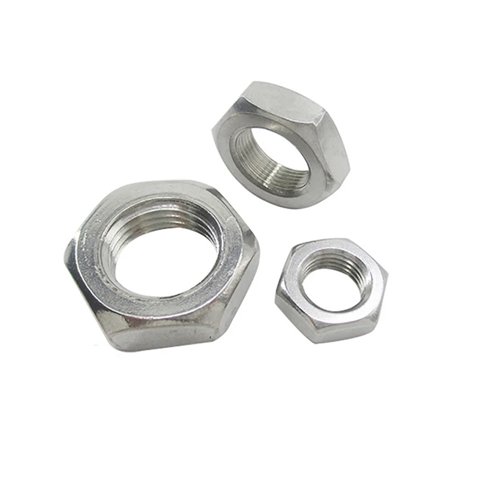 GB6173 صواميل رقيقة سداسية 1/4 5/16 3/8 7/16 1/2 5/8 إلى 1 بوصة UNC SUS304/SUS316 صواميل سداسية الشطب من الفولاذ المقاوم للصدأ DIN439