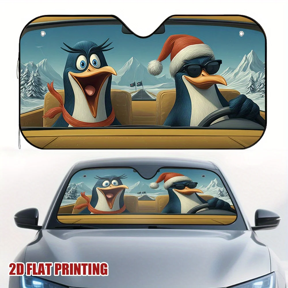 

1 шт., солнцезащитный козырек для автомобиля с рождественскими пингвинами — подходит для всех транспортных средств, уменьшает солнечный свет и сохраняет интерьер крутости, веселая зимняя сцена