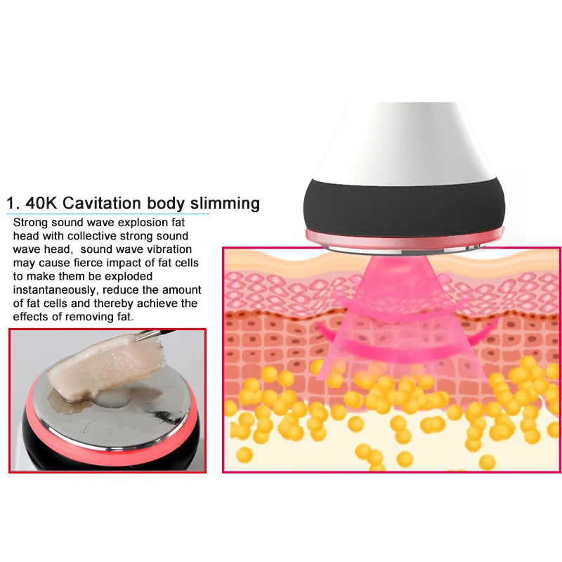 40k Ultrasonic Cavitation Slimming Machine Fat Removal Facial and Body Lifting Skin Tightening Weight Loss Cellulite Massager