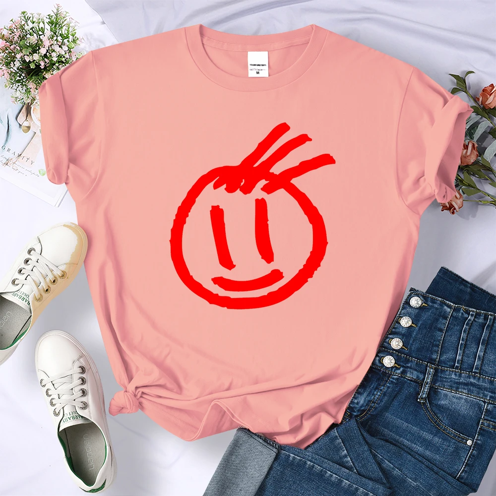 Red Child Smile Harajuku Y2K Women T Shirt Street Casual Tshirts Breathable Street Tee Clothes Summer Personality Womens Tshirt