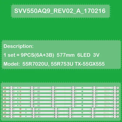 LED Backlight Strip For TX-55GXW58 55T6863DB 55V5863DA 55V5863DG 55UD8400 55UD8460 55UD8470 SVV550AQ9 SVV550AW9_Rev00_A_180523