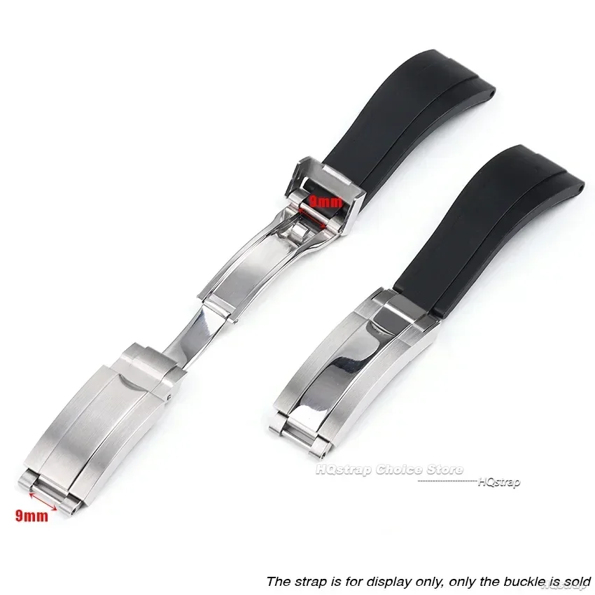 Bracelet de montre en acier inoxydable, fermoir foetal pour Rolex Daytona Submariner Gstuff Yacht-Master, réglage fin, structure de montre à bouton nervuré, 9mm