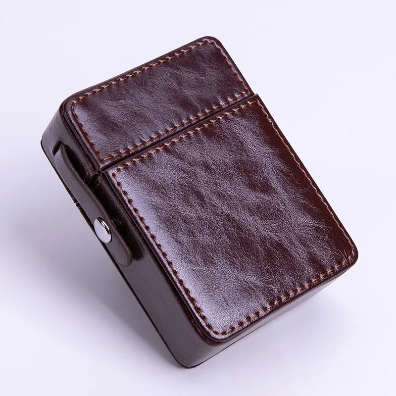 Retro Leather Cigarette Case Cigarette Box Lighter Holder Tobacco Tube Storage Thick Cigar Cigarette Pack Smoking Set Men\'s Gift