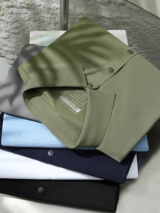 Cool Feeling Golf Series Men's High End Laser Cut Seamless Glued Quick Dry Short Sleeve  Shirt Standard Fit Nylon Fabric