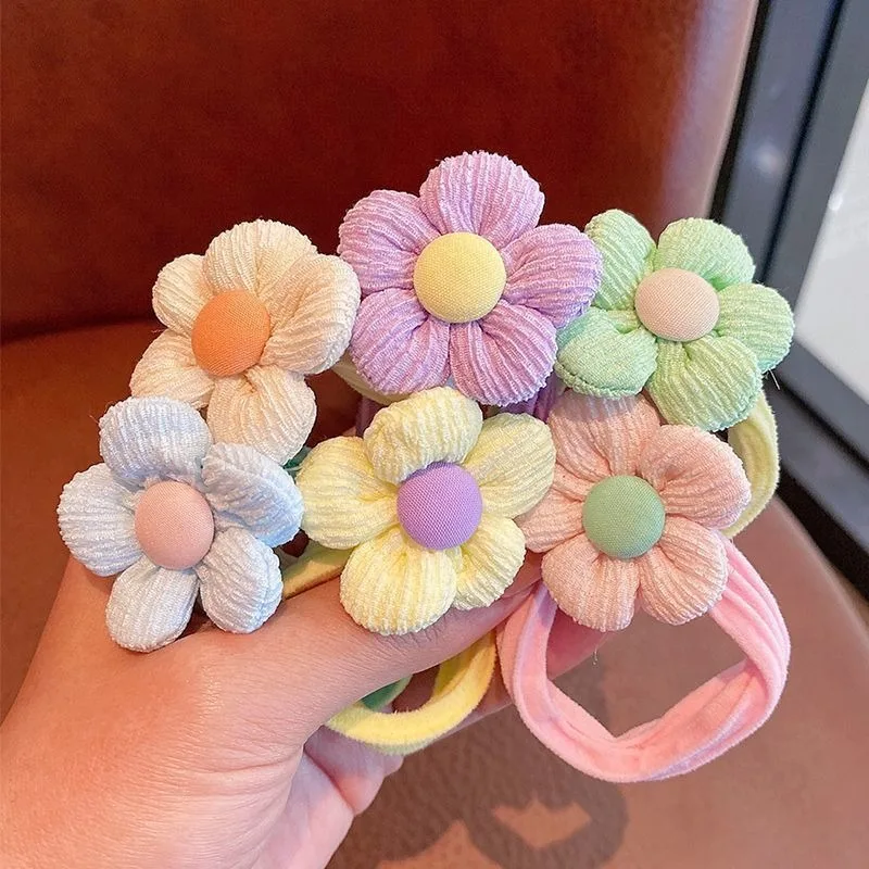 6PCS New Cut Hair Ties Princess Sweet Flower Bow Girls Women Elastic Hair Bands Hair Accessories Headwear Scrunchies