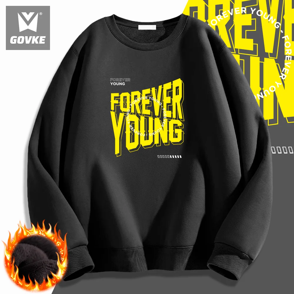 Forever Young Funny Street Printed Sweatshirt American Letter Relaxation Harajuku Style Hoodie Thick Winter Loose Clothes