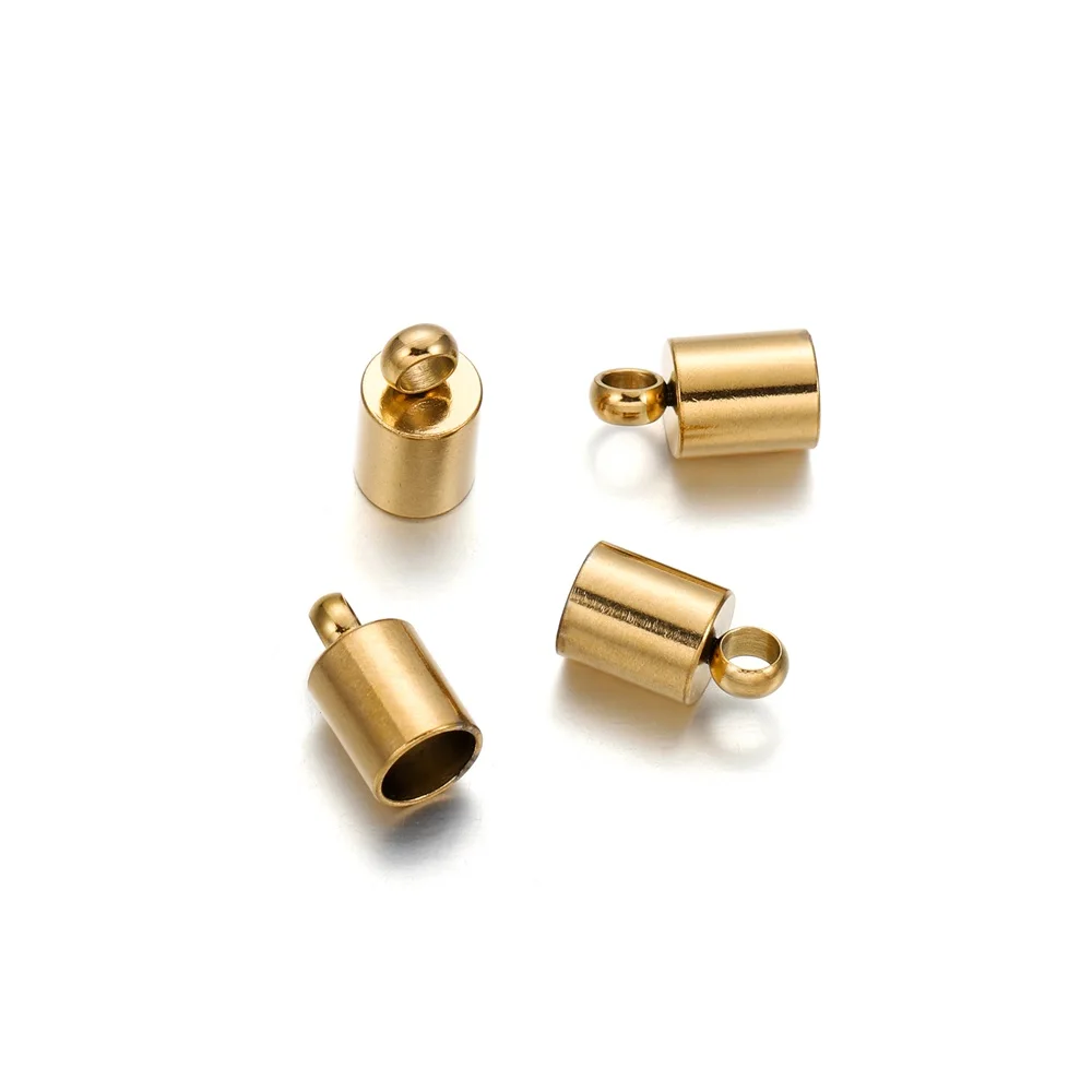 10Pcs/Lot Stainless Steel End Tip Cap Fit 1.5-10mm Tassel Leather Cord End Crimp Cap for DIY Bracelet Jewelry Making Accessories
