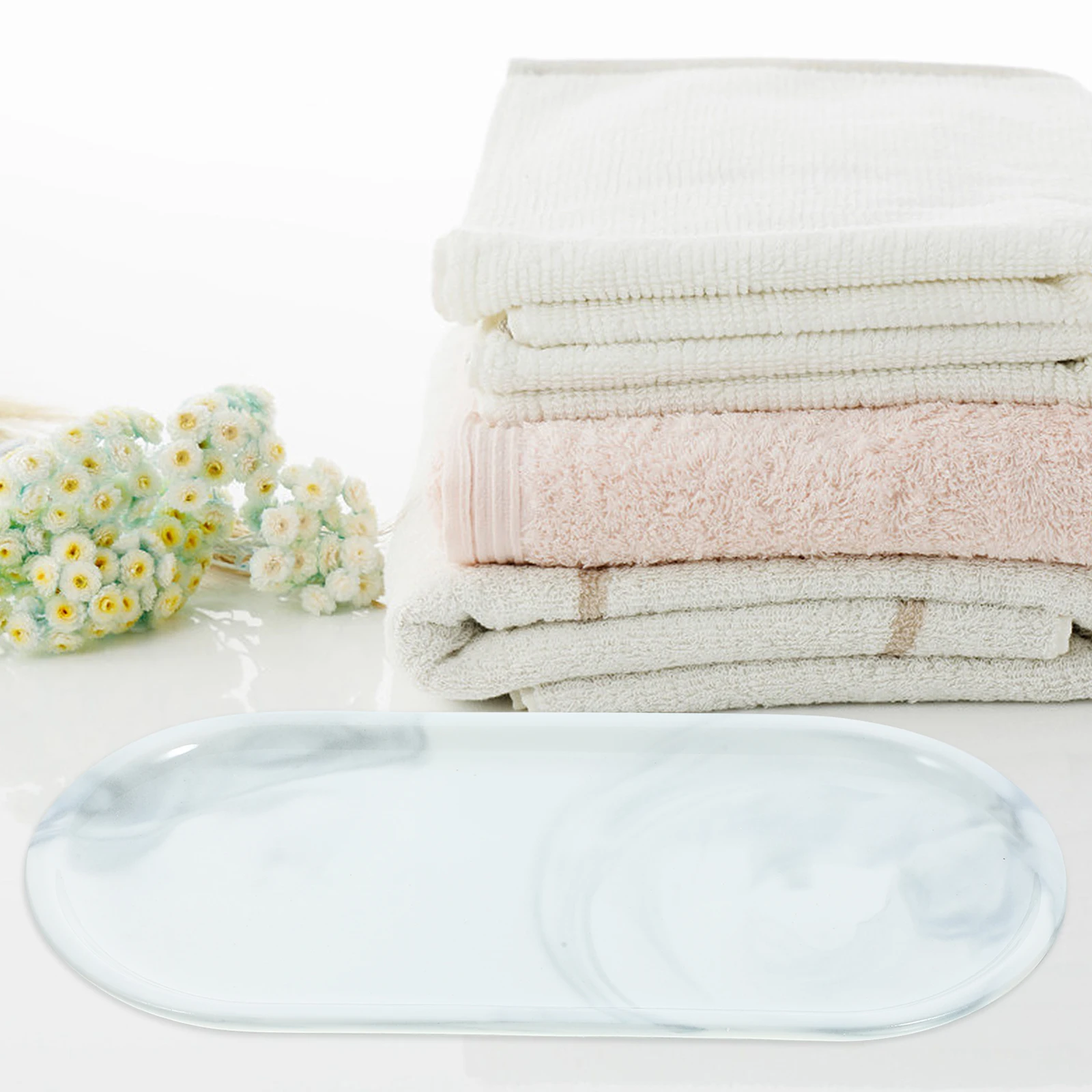 

Marble Pattern Ceramic Tray Bathroom Storage Plate Decorative Toiletry Holder Jewelry Soap Dish Small Size Eco Friendly