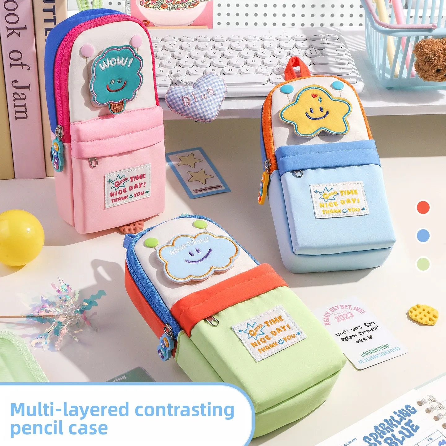 

1pc Cute Cartoon Mini Backpack Large Capacity Pencil Bag Student Stationery Portable Schoolbag Storage Pen Bag Kids Reward Gift