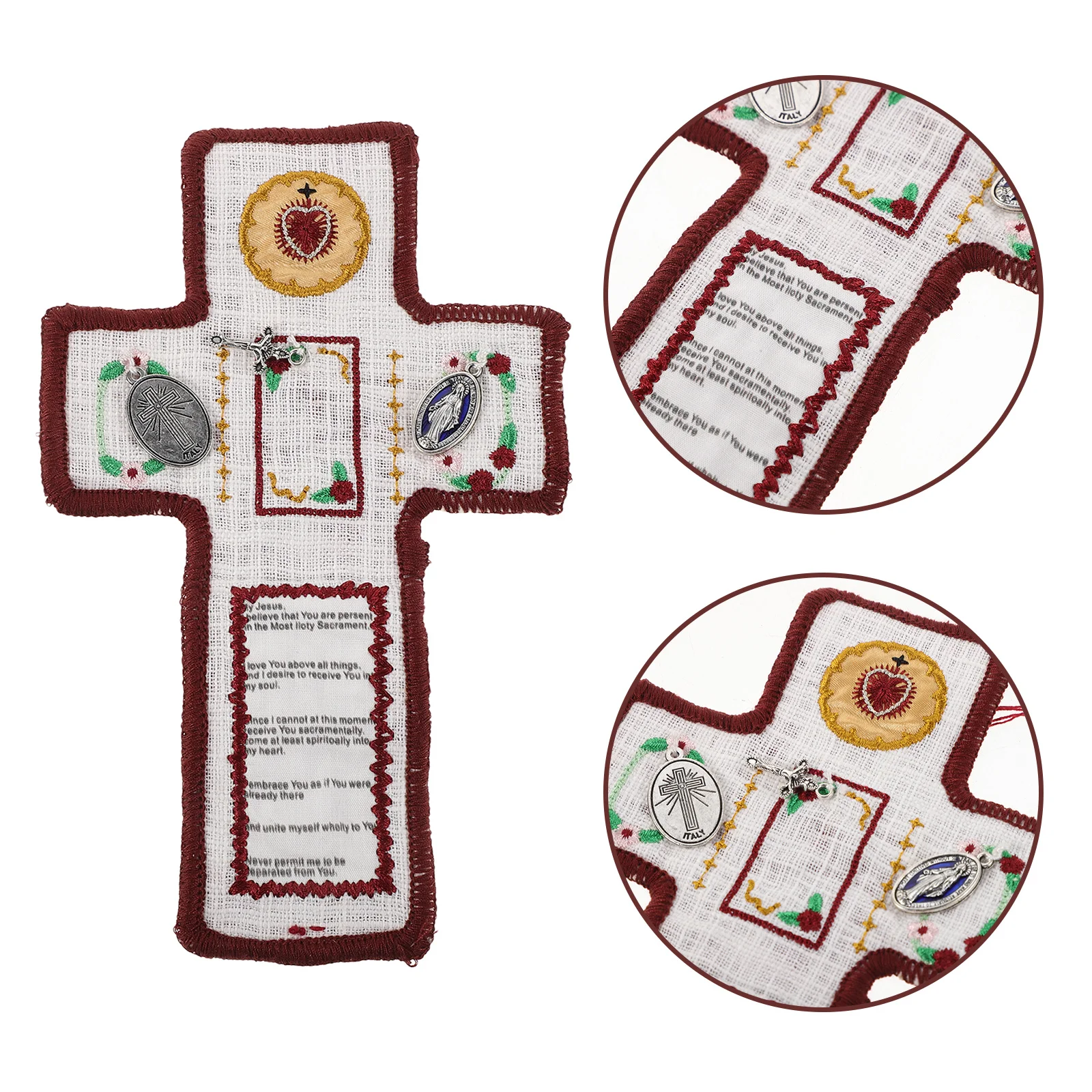 

Compact Prayer Mat with Cross Stitch Pattern Portable for Camping Business Trips Small Praying Carpet for Spiritual Practice