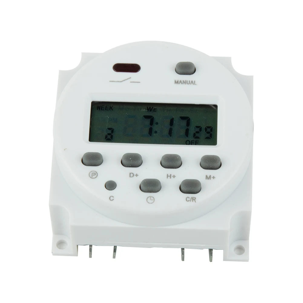 Timer Energy Saving DC/AC 12V 16A Digital LCD Programmable Timer Switch with 16 On/Off Settings and Manual Override