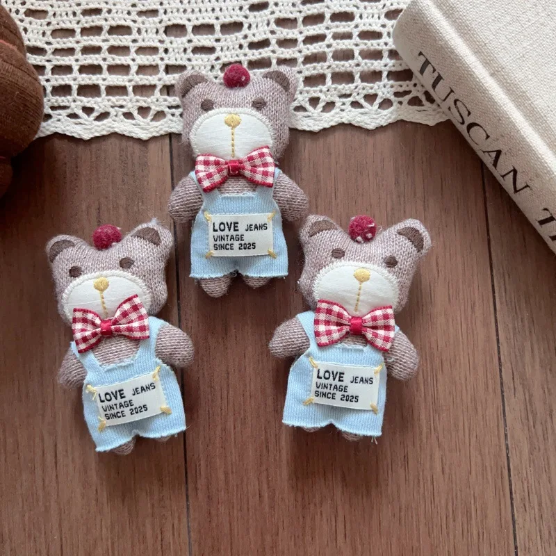High Quality Handmade Fabric Cartoon Bear Cat Mouse Toy DIY Soft Cute Brooch Pin Pendant for Bag Shoes Hat Clothing Trim