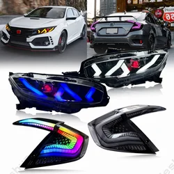 Reflektory LED RGB Red Demon Eye dla Honda Civic sedan 10. Generacji Sport/Touring/Si/typ R 2016-2017-2021 lampa czołowa pary montażowej