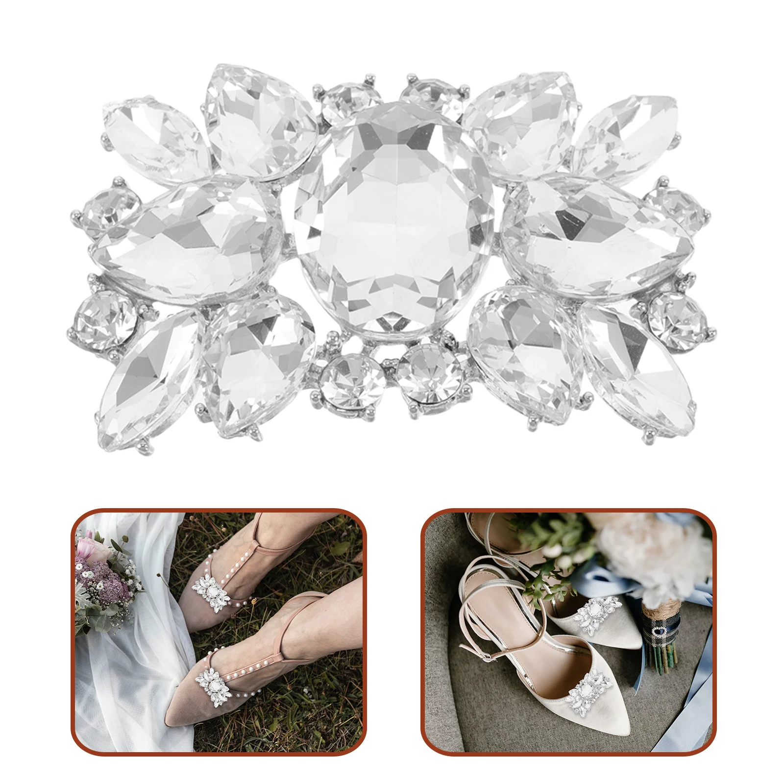 

1Pair Rhinestone Shoe Clips Removable Bridal Shoe Buckles Decorative Accessories for Wedding Party High