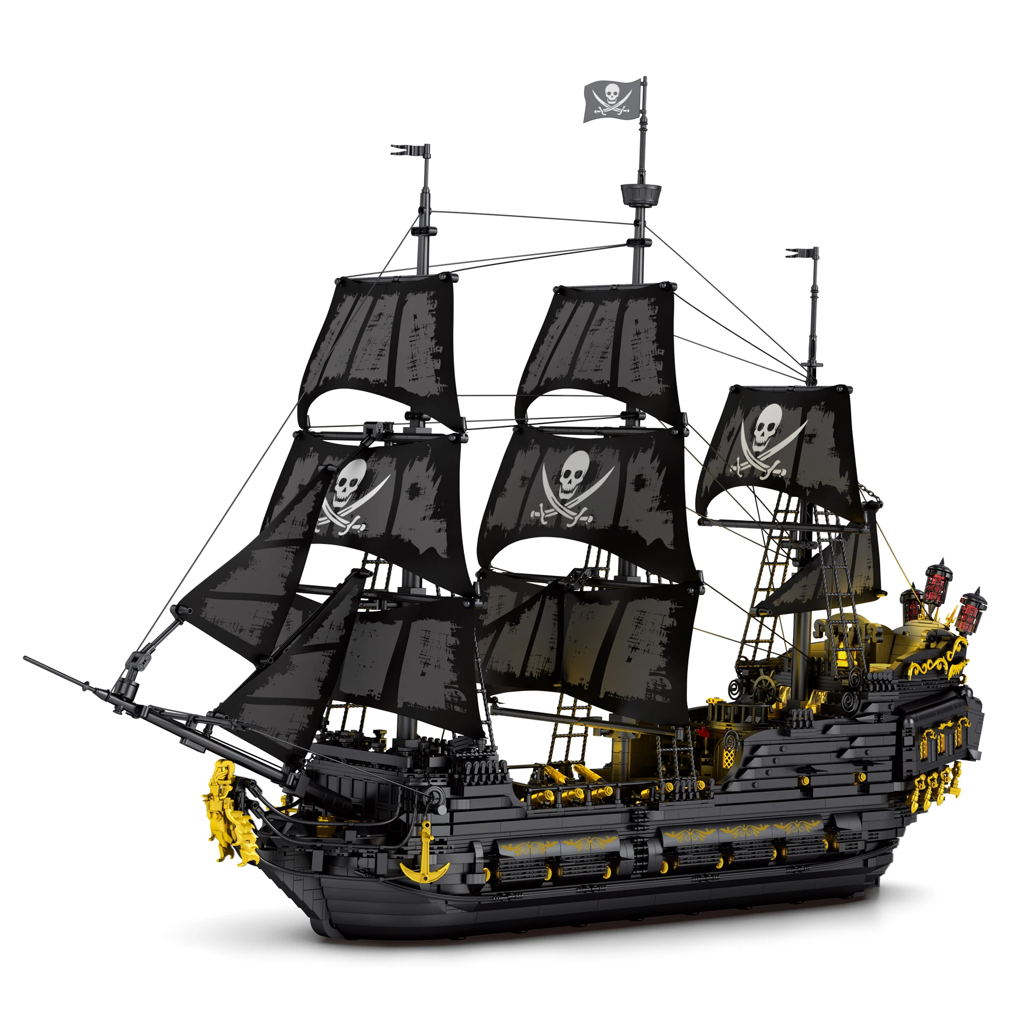 Zwarte Parel Piratenschip Bouwstenen Filmavontuur Caribisch Vlaggenschip Boot Baksteenmodel Kit Jongens Speelgoed Volwassenen Kind Cadeau 4708PCS