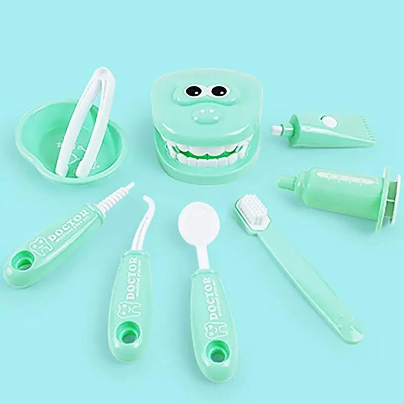 Kit médico para o miúdo 9 pçs playset dentista educacional fingir jogar dentista ferramentas conjunto para crianças traje role play escola